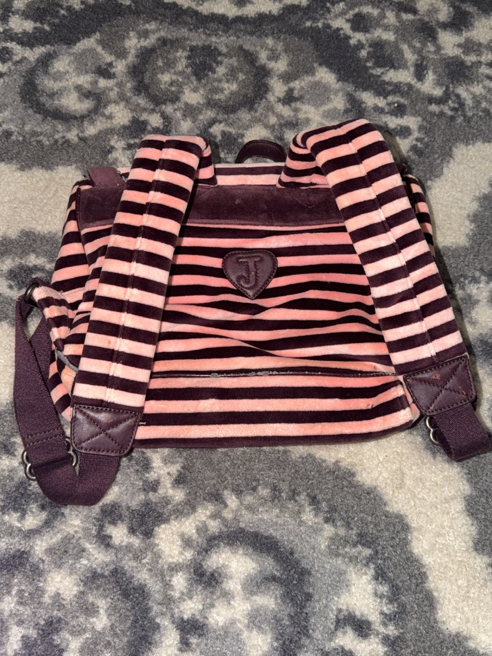 Juicy Couture Pink and Brown Striped Backpack Satchel - Picture 2 of 5
